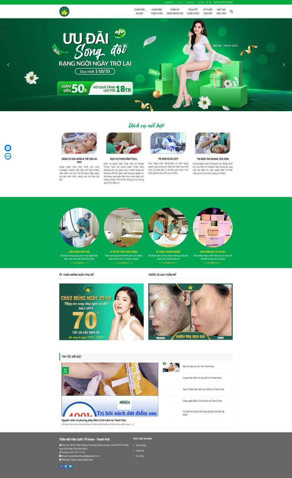 Mẫu giao diện Website Spa – Thẩm Mỹ Viện Korea