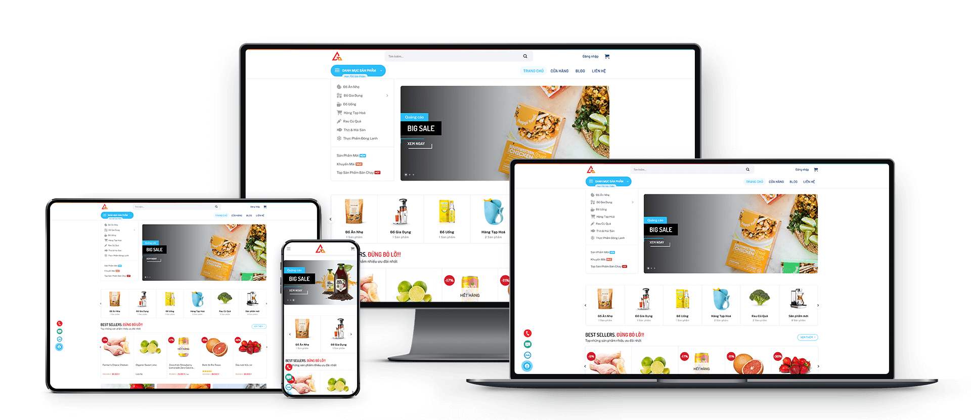 Bacola - Mẫu website cửa hàng thực phẩm, siêu thị chuẩn SEO