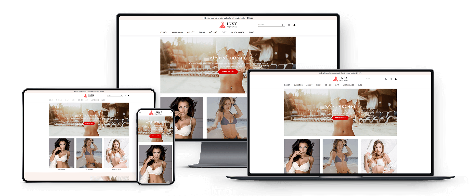 Giao diện website bán thời trang Bikini, Nội Y chuẩn SEO