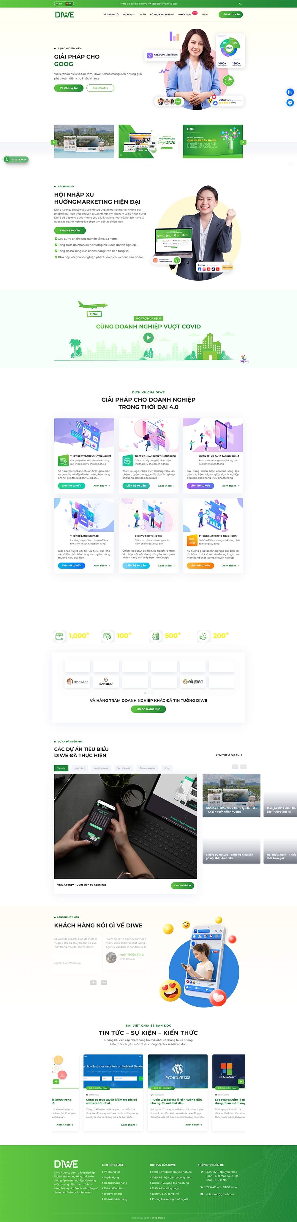 Mẫu giao diện Công ty Agency, Marketing Online cực đẹp chuẩn SEO